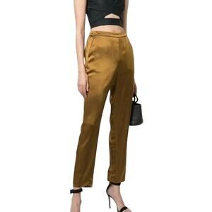 Fleur Du Mal Bedroom To Boardroom Silk Gold Pipe Trim Pants